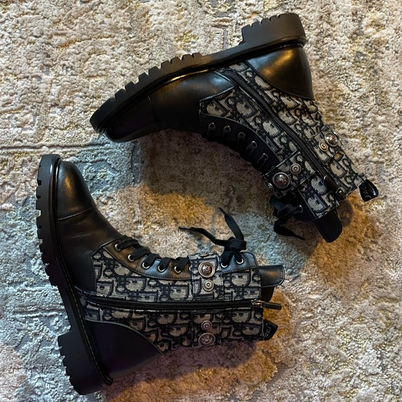 Dior Jacquard oblique combat boots size 8 - Picture 6 of 10